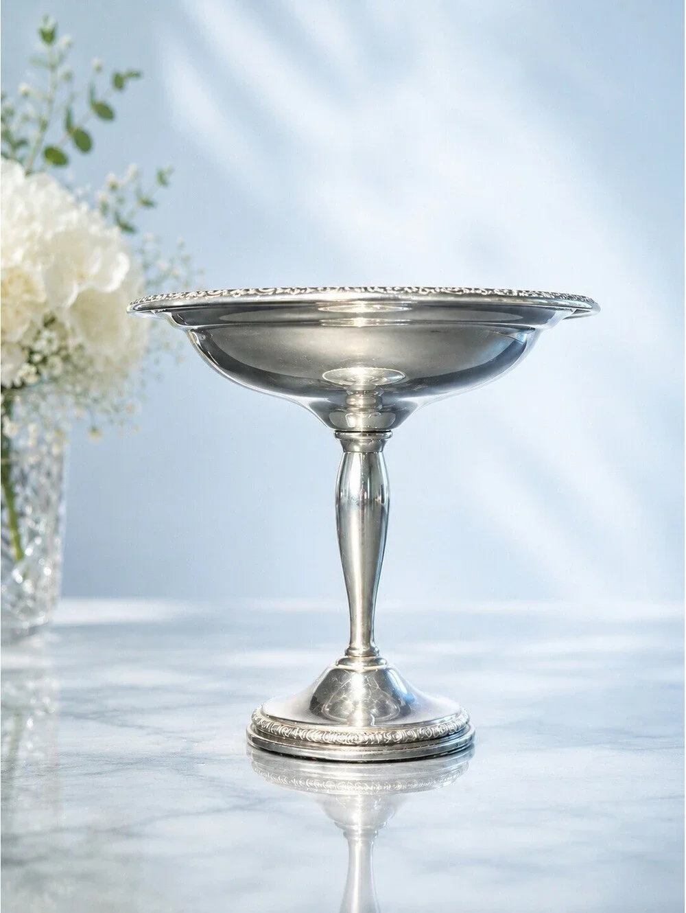 International Sterling 1939 Prelude Pedestal Compote Tazza Weighted T201, 6.5x6”